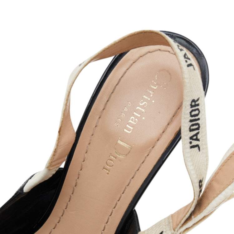 Pre Owned Dior Black Patent Leather J'adior Slingback Pumps Size 38