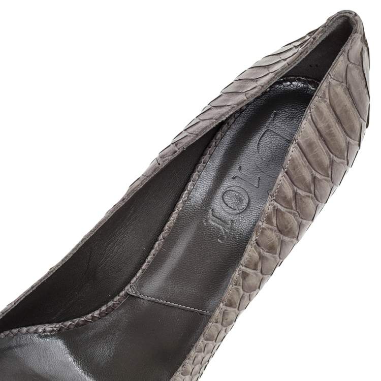 Pre Owned Dior Grey Python Pointed Toe Pumps Size 40