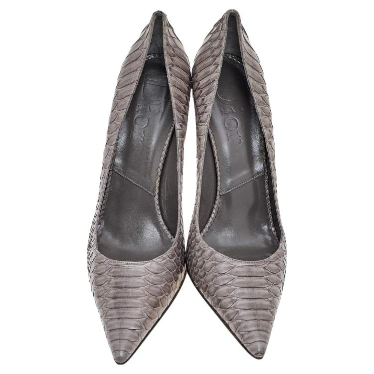 Pre Owned Dior Grey Python Pointed Toe Pumps Size 40