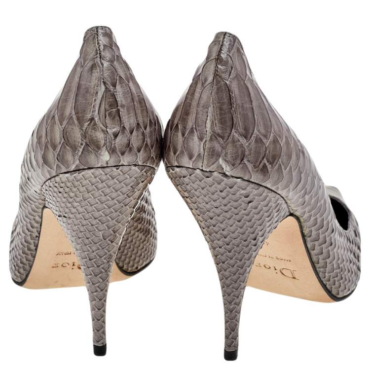 Pre Owned Dior Grey Python Pointed Toe Pumps Size 40