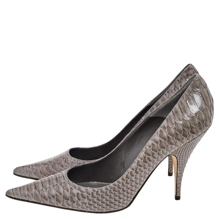 Pre Owned Dior Grey Python Pointed Toe Pumps Size 40