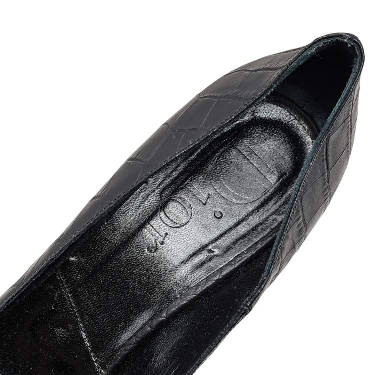 Pre Owned Dior Black Croc Embossed Leather Pointed Toe Pumps Size 41