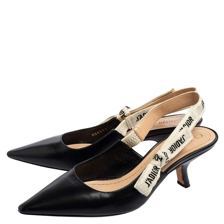 Pre Owned Dior Black Leather J'Adior Slingback Pumps Size 37