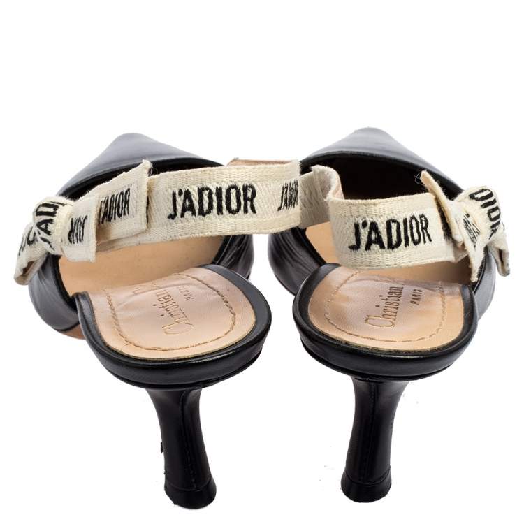 Pre Owned Dior Black Leather J'Adior Slingback Pumps Size 37