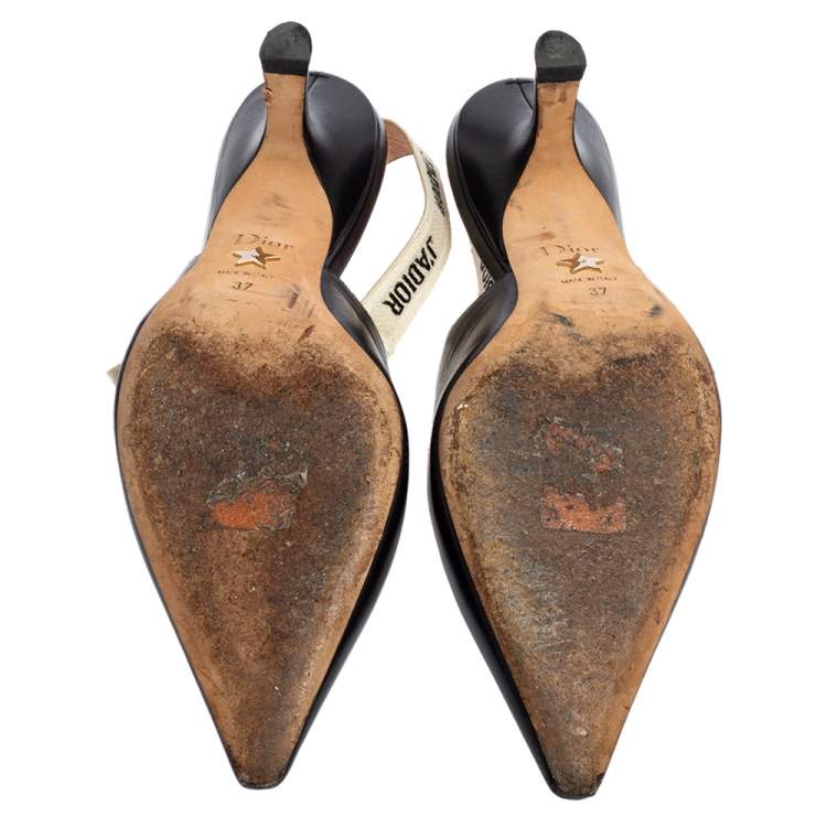 Pre Owned Dior Black Leather J'Adior Slingback Pumps Size 37