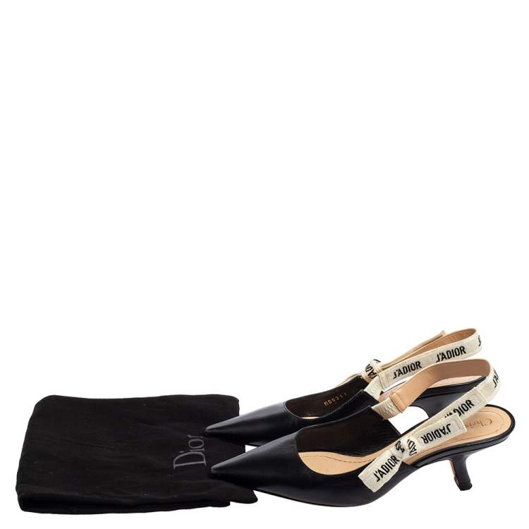 Pre Owned Dior Black Leather J'Adior Slingback Pumps Size 37