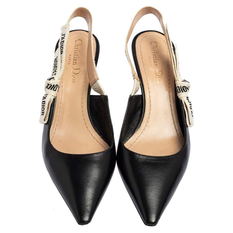 Pre Owned Dior Black Leather J'Adior Slingback Pumps Size 37