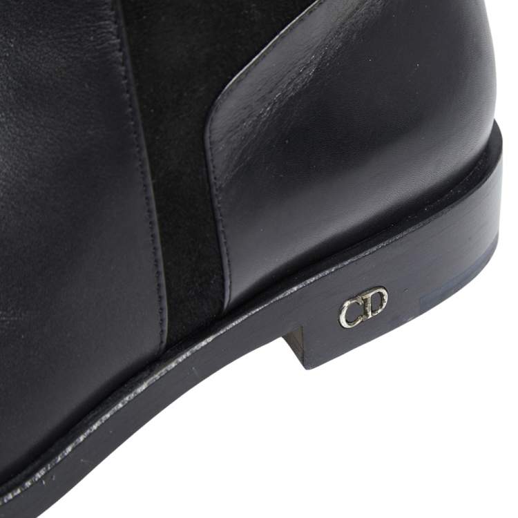 مملوكة مسبقًا Dior Black Suede And Leather Knee Length Boots Size 36.5