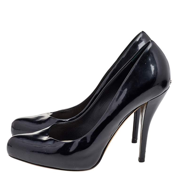 Pre Owned Dior Black Leather Almond Toe Platform Pumps Size 39