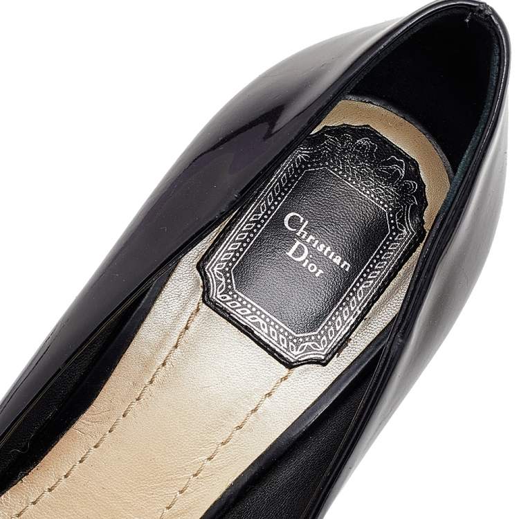 Pre Owned Dior Black Leather Almond Toe Platform Pumps Size 39