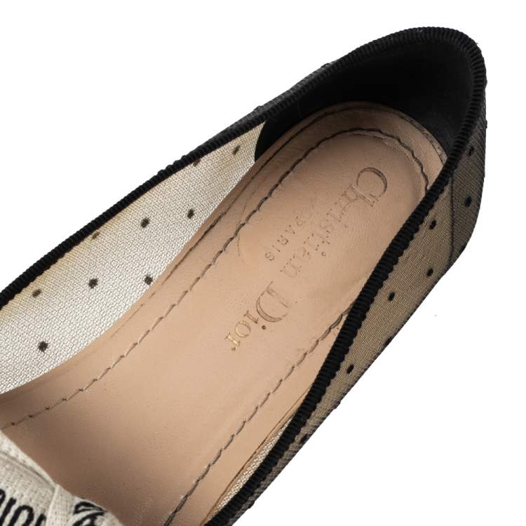 Pre Owned Dior Black Mesh And Canvas D Mary Jane Flats Size 37
