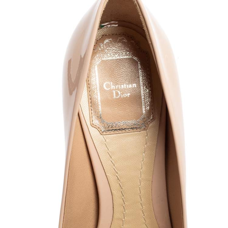 Pre Owned Dior Pink Patent Leather Miss Dior Peep-Toe Pumps Size 36