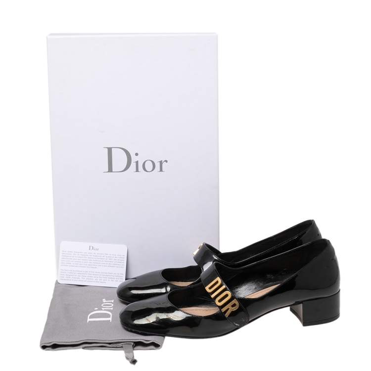 مملوكة مسبقًا Dior Black Patent Leather Baby-D Mary Jane Pumps Size 38