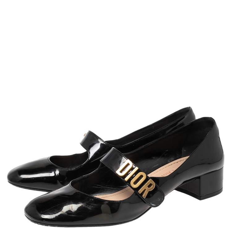 مملوكة مسبقًا Dior Black Patent Leather Baby-D Mary Jane Pumps Size 38