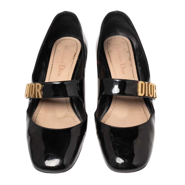 مملوكة مسبقًا Dior Black Patent Leather Baby-D Mary Jane Pumps Size 38