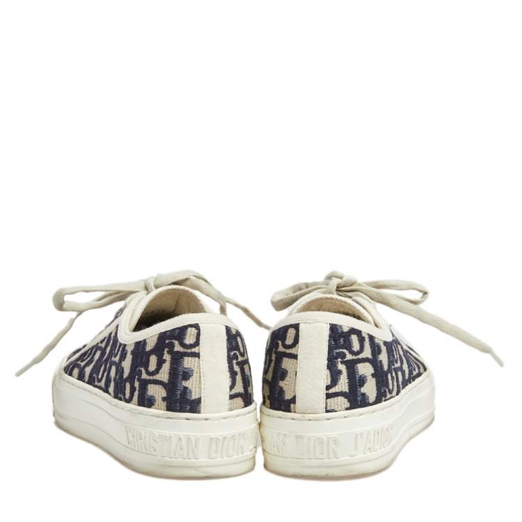 مملوكة مسبقًا Dior Black/White Walk'n'Dior Canvas Sneakers Size 34.5