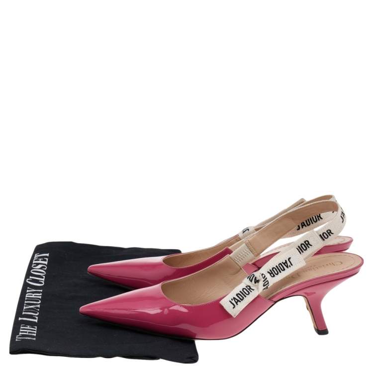 Pre Owned Dior Pink Patent Leather J'Adior Slingback Sandals Size 40