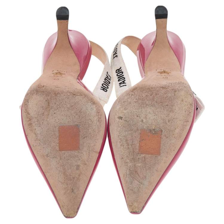 Pre Owned Dior Pink Patent Leather J'Adior Slingback Sandals Size 40