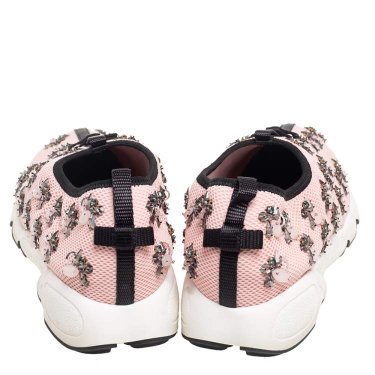 Pre Owned Dior Pink/Black  Mesh Fusion Embellished Sneakers Size 40