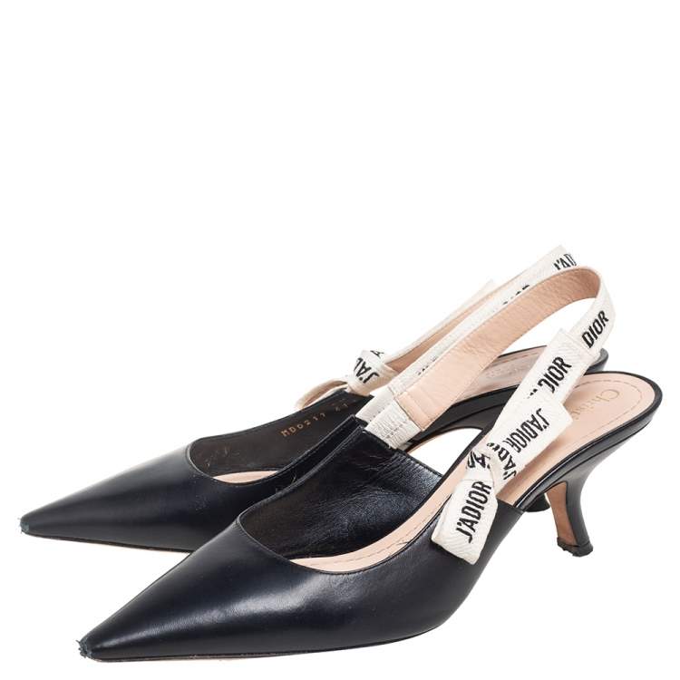 Pre Owned Dior Black Leather J'Adior Pointed-Toe Slingback Sandals Size 41