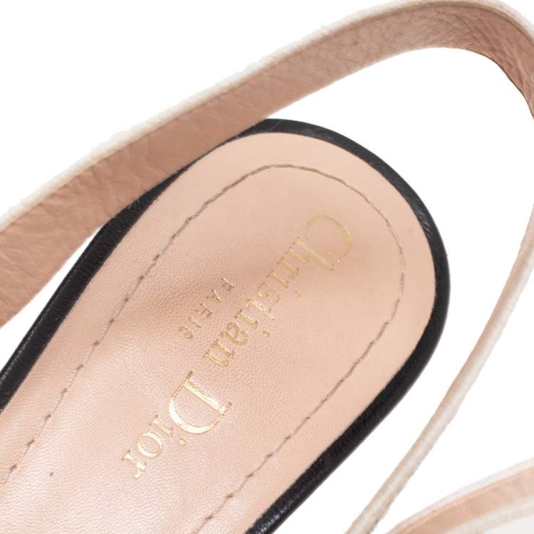 Pre Owned Dior Black Leather J'Adior Pointed-Toe Slingback Sandals Size 41