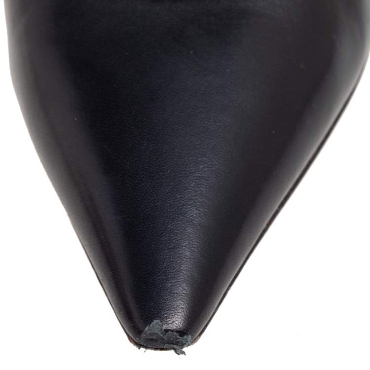 Pre Owned Dior Black Leather J'Adior Pointed-Toe Slingback Sandals Size 41