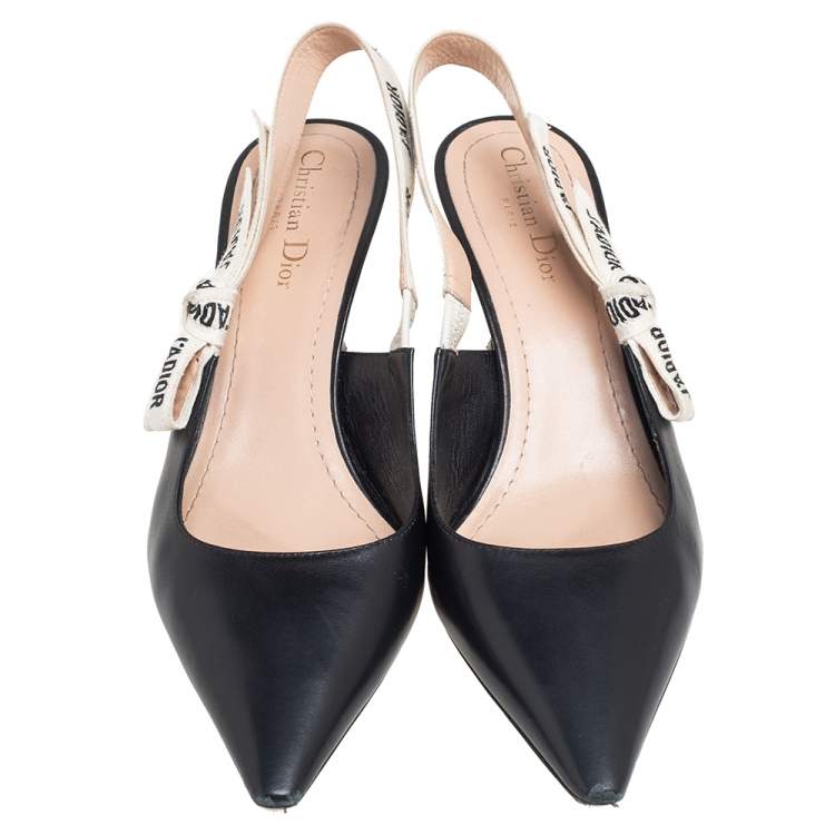 Pre Owned Dior Black Leather J'Adior Pointed-Toe Slingback Sandals Size 41