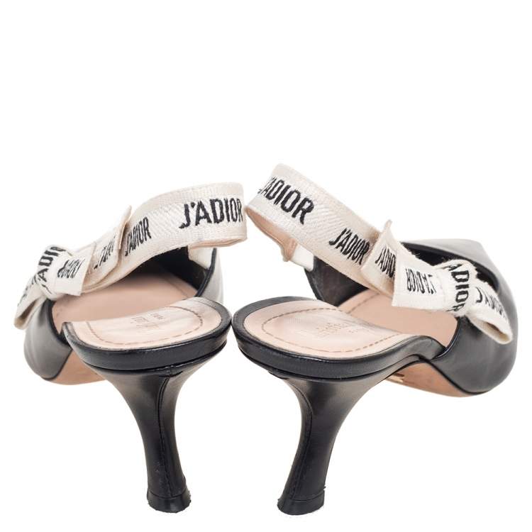 Pre Owned Dior Black Leather J'Adior Pointed-Toe Slingback Sandals Size 41