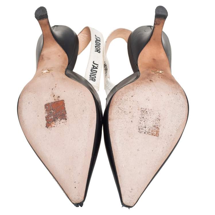 Pre Owned Dior Black Leather J'Adior Pointed-Toe Slingback Sandals Size 41