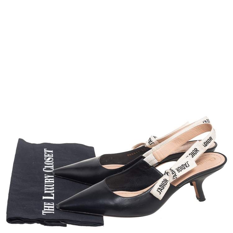 Pre Owned Dior Black Leather J'Adior Pointed-Toe Slingback Sandals Size 41