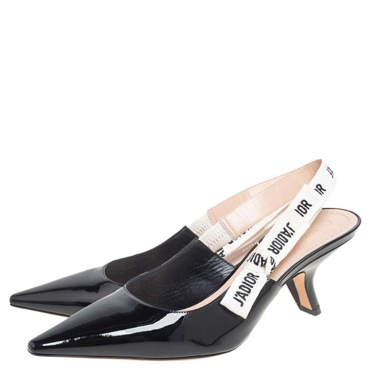 Pre Owned Dior Black Patent Leather J'adior Slingback Sandals Size 39