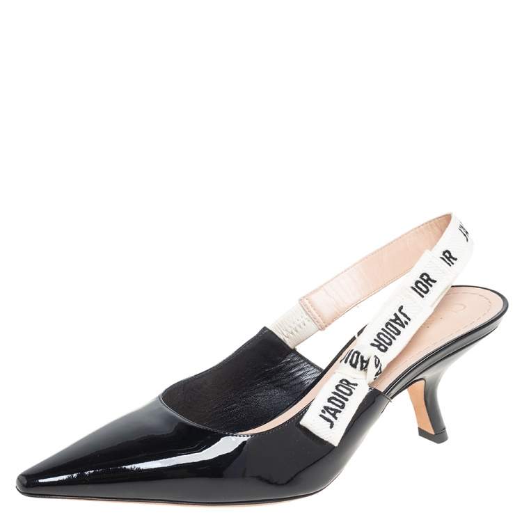 Pre Owned Dior Black Patent Leather J'adior Slingback Sandals Size 39