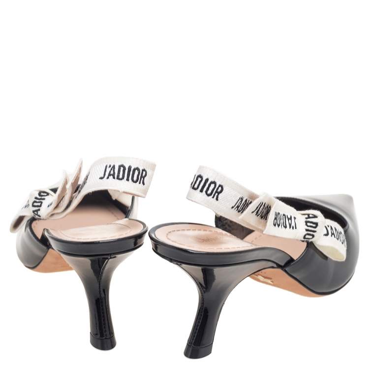 Pre Owned Dior Black Patent Leather J'adior Slingback Sandals Size 39