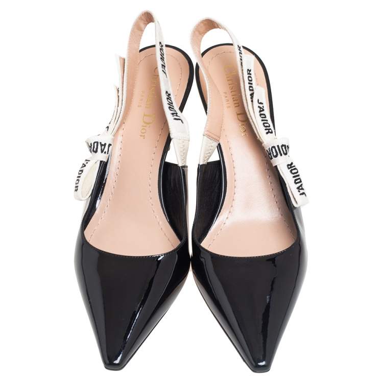 Pre Owned Dior Black Patent Leather J'adior Slingback Sandals Size 39