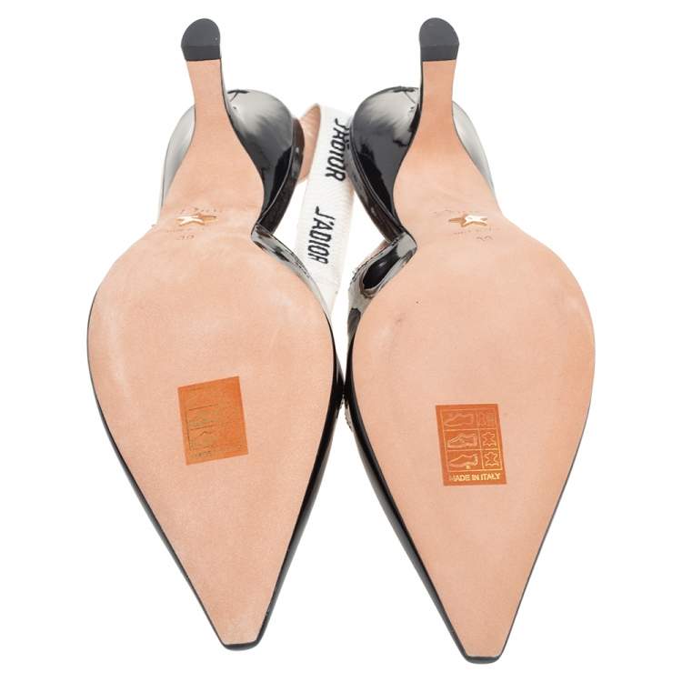 Pre Owned Dior Black Patent Leather J'adior Slingback Sandals Size 39
