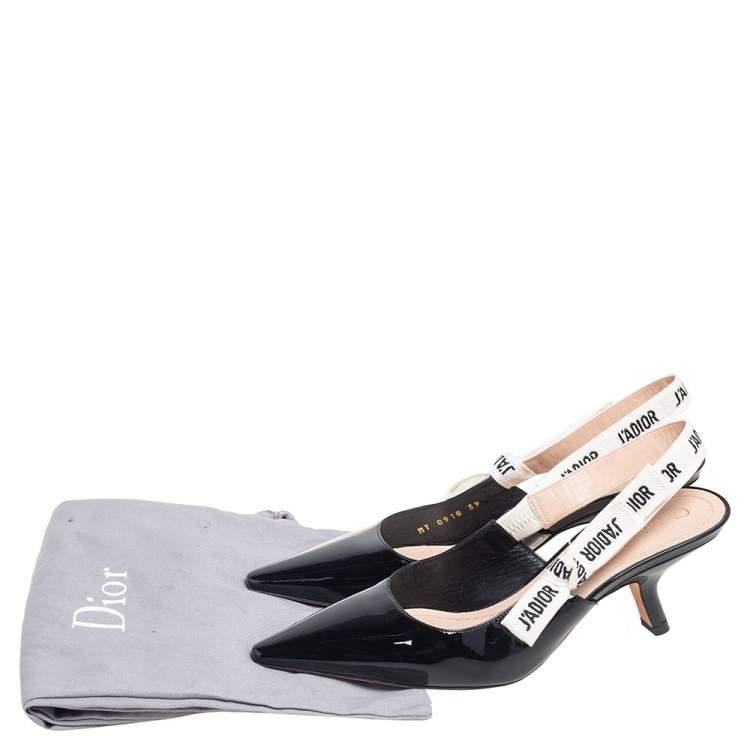 Pre Owned Dior Black Patent Leather J'adior Slingback Sandals Size 39