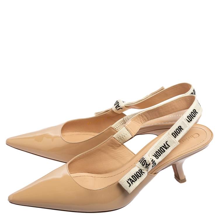 Pre Owned Dior Beige Patent Leather J'Adior Slingback Sandals Size 41