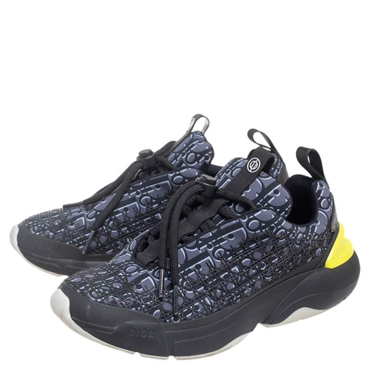 Pre Owned Dior Blue/Black Fabric And Rubber Sneakers Size 38