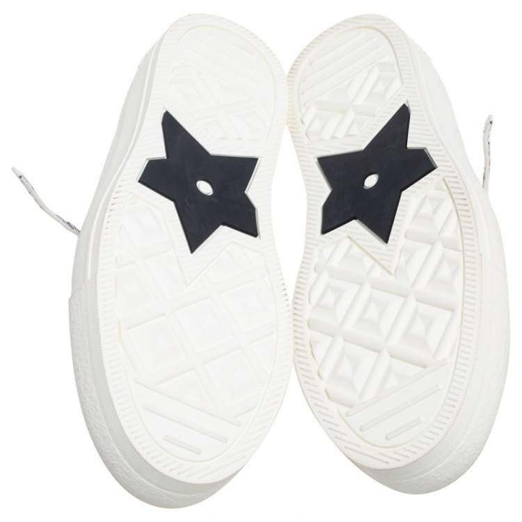 Pre Owned Dior 0ff-White Canvas and Leather Walk'n'Dior Low-Top Sneakers Size 38.5