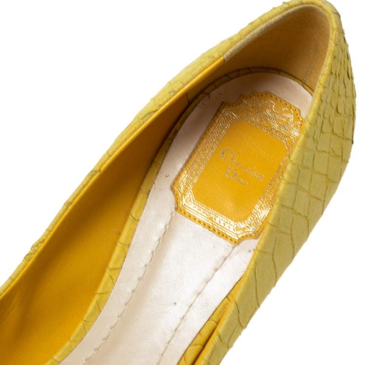 Pre Owned Dior Yellow Python Embossed Leather Miss Dior Platform Pumps Size 41