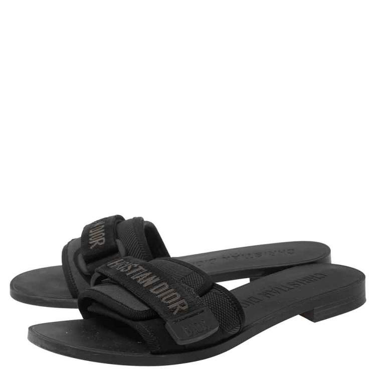 Pre Owned Dior Black Fabric Revolution Flat Slide Sandals Size 37