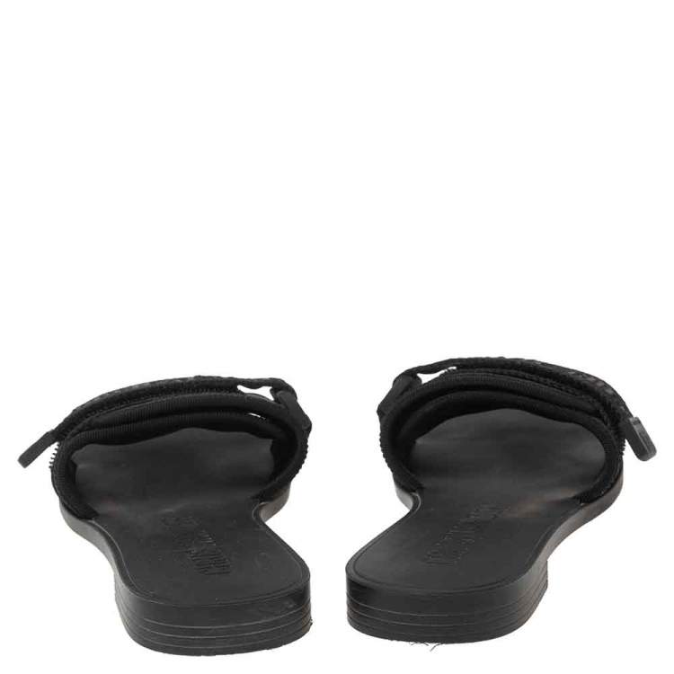 Pre Owned Dior Black Fabric Revolution Flat Slide Sandals Size 37