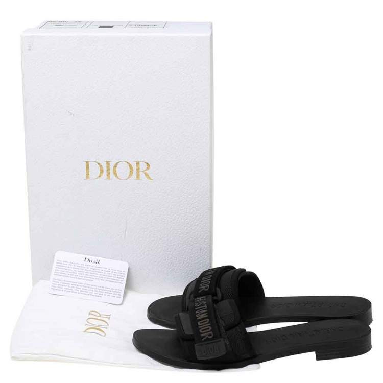 Pre Owned Dior Black Fabric Revolution Flat Slide Sandals Size 37