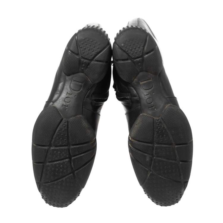 Pre Owned Dior Black Leather Logo Detail Mid-Calf Boots Size 37