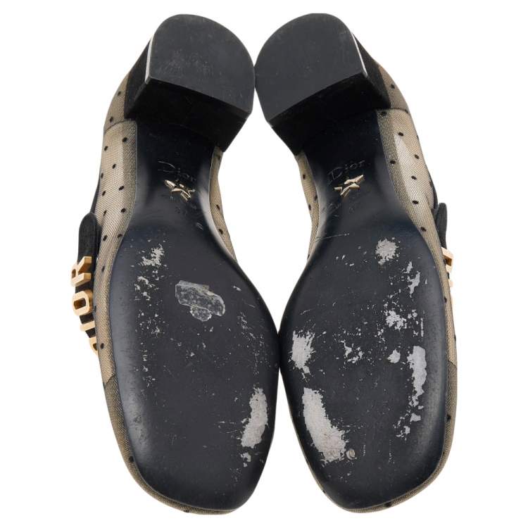 Pre Owned Dior Black Suede And Mesh Baby-D Mary Jane Pumps Size 37