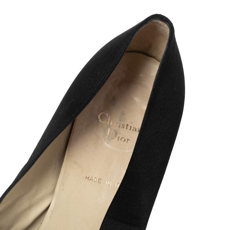 Pre Owned Dior Black Satin Embellished Pointed Toe Pumps Size 40
