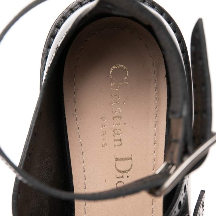 Pre Owned Dior Black Perforated Leather Teddy D Buckles Flat Sandals Size 39