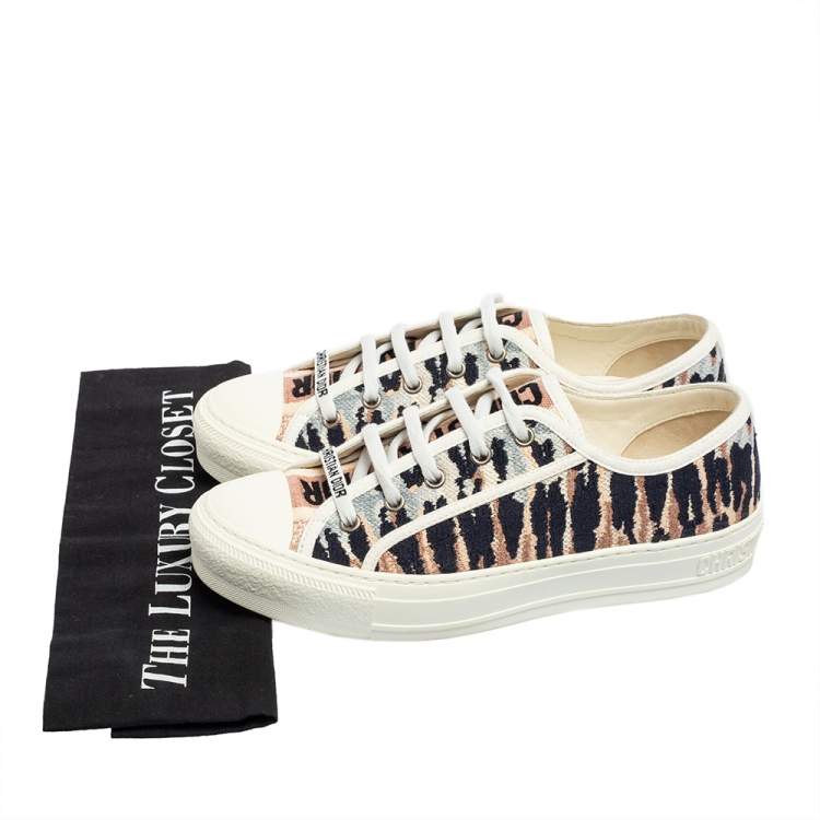 Pre Owned Dior Multicolor Embroidered Tie Dye Canvas Walk'n'Dior Low-Top Sneakers Size 38
