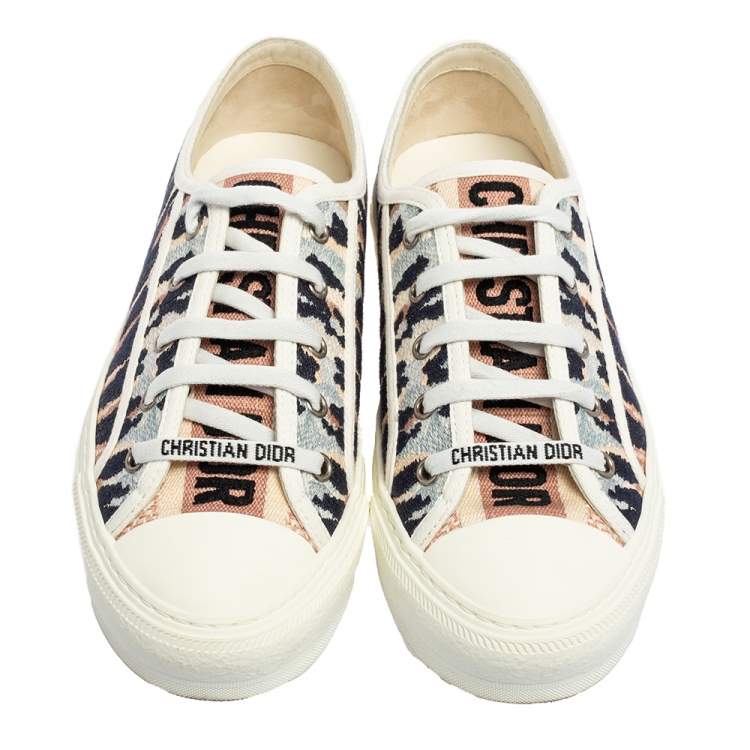 Pre Owned Dior Multicolor Embroidered Tie Dye Canvas Walk'n'Dior Low-Top Sneakers Size 38