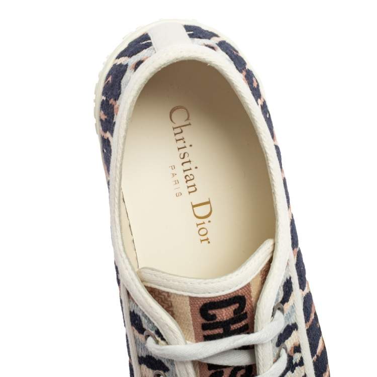 Pre Owned Dior Multicolor Embroidered Tie Dye Canvas Walk'n'Dior Low-Top Sneakers Size 38